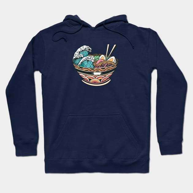 Bowl of Ramen with Great Wave Hoodie by SLAG_Creative